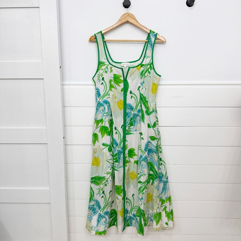 Women’s Entro Green Floral Printed Maxi Dress Size Large L